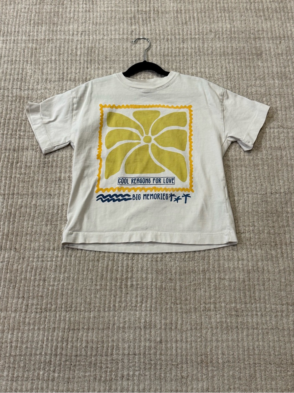 Zara Girls Floral Graphic Tee Ivory Short Sleeve Shirt Size 9–10